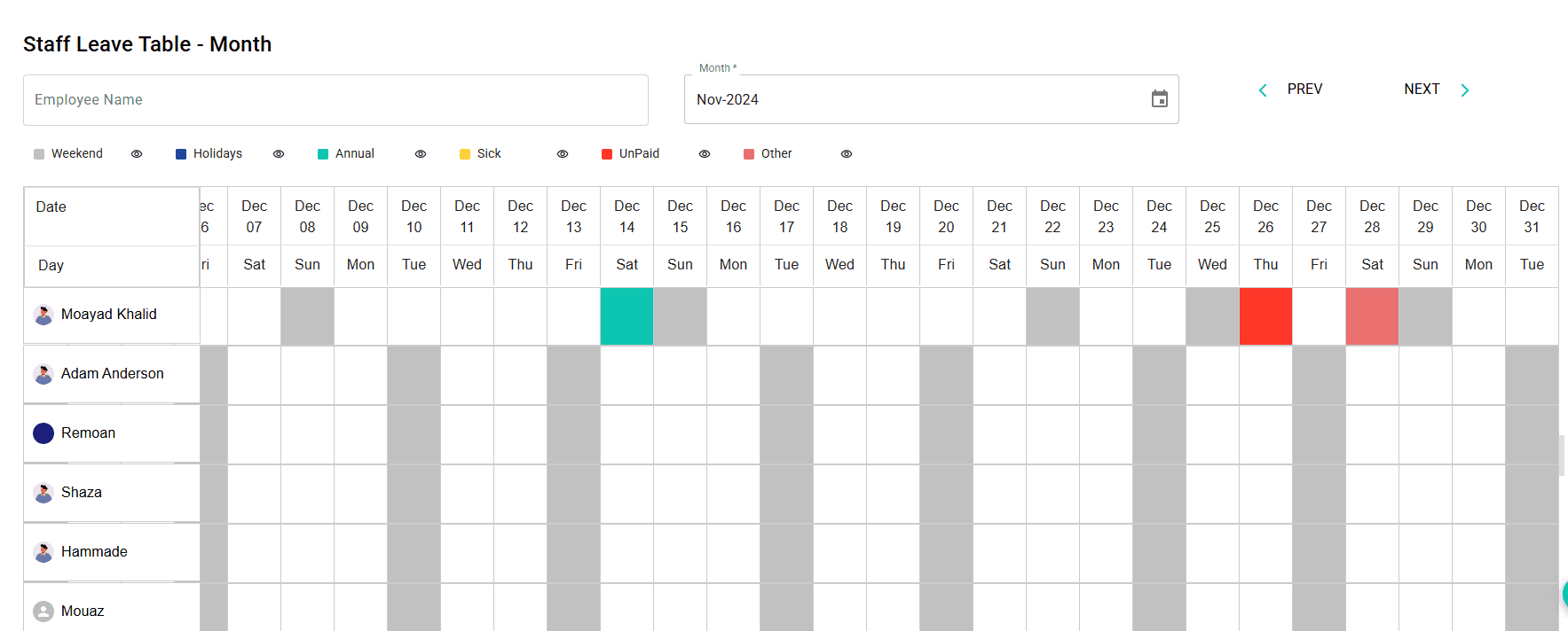 Team Schedule Overview